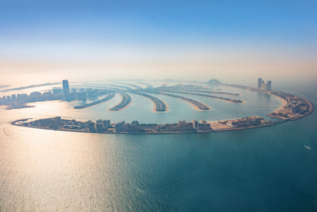 ISOLA A FORMA DI PALMA DI DUBAI VISIBILE DALLO SPAZIO Palm Jumeirah